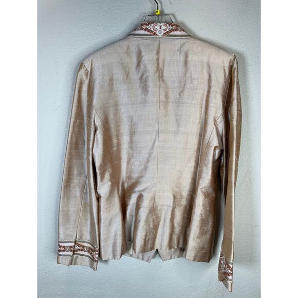 Vintage Morgan Matisse Blazer M Silk Shantung Look Embellished Collar Cuffs - Picture 2 of 11